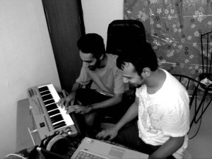 Akshay tracking the synth parts for 'Women can't behave on buses'