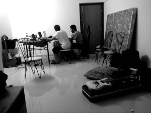 Akshay and Kuber working on the album.
